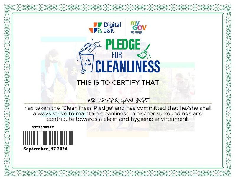 PLEDGE FOR CLEANLINESS